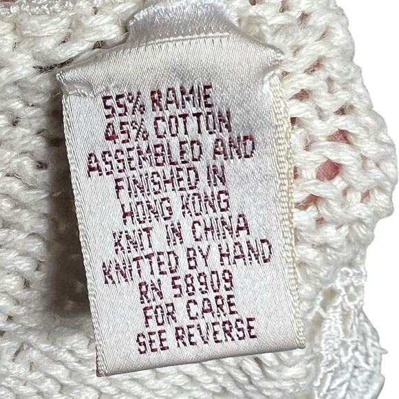 Bechamel White Hand-Knit Sweater with Lace Collar & Holiday Bow Design, Size M - Picture 9 of 11